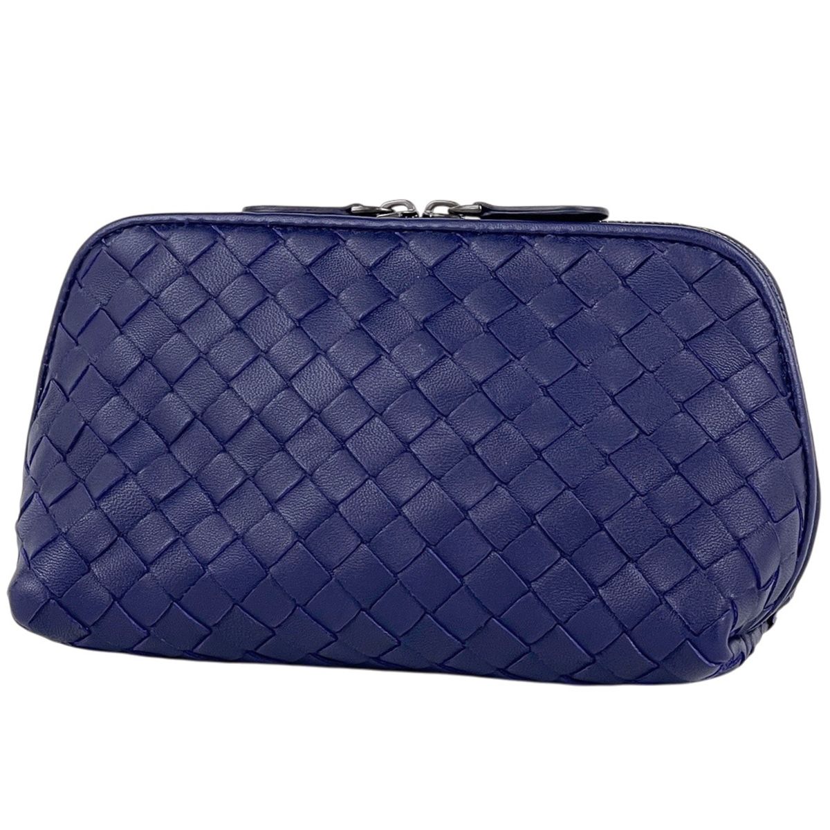 Bottega Veneta Intrecciato Pouch Makeup Leather Purple