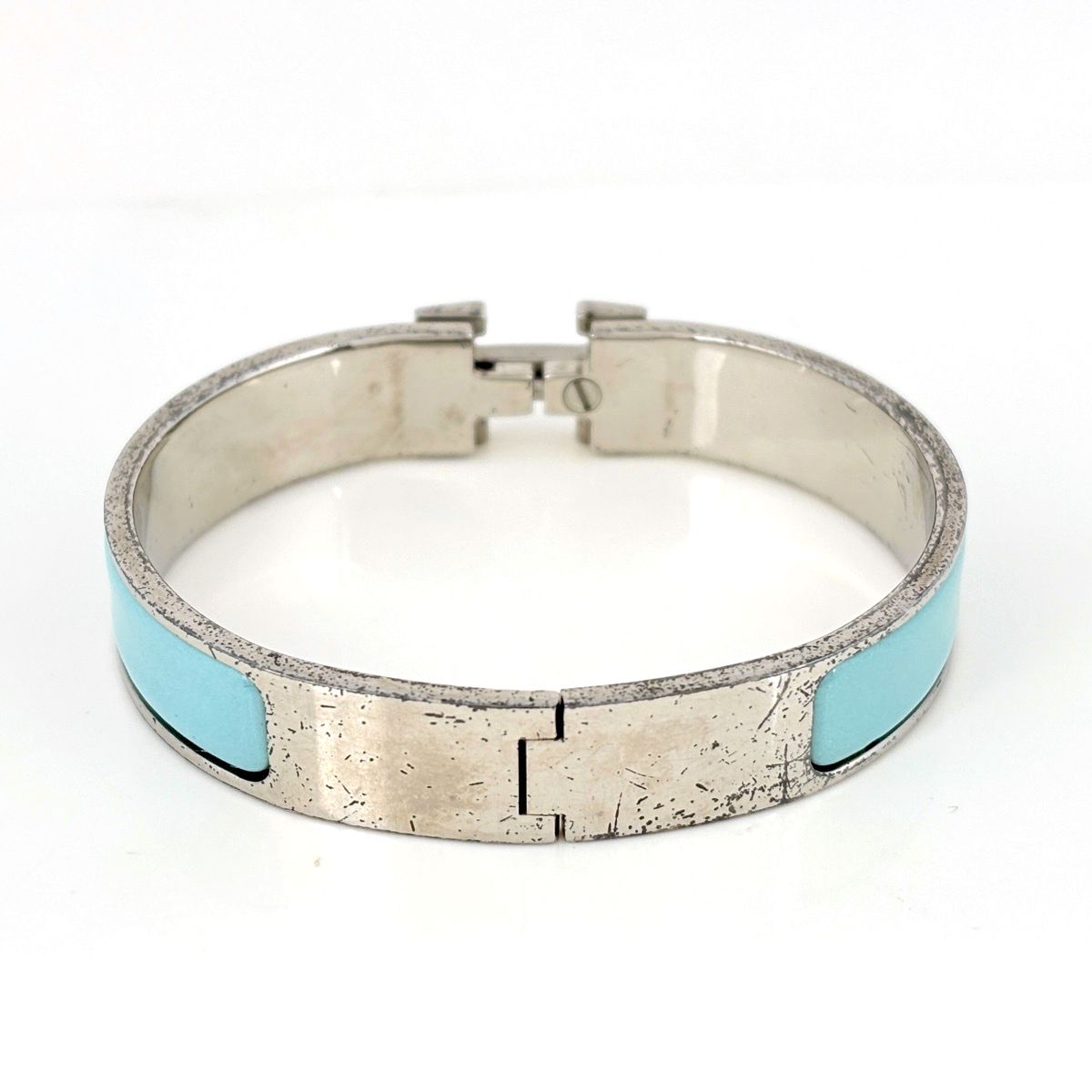 Hermes Clic Enamel Bracelet Clac Bangle Metal Silver — view 3