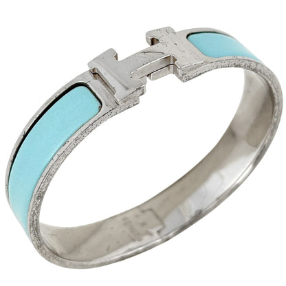 Hermes Clic Enamel Bracelet Clac Bangle Metal Silver