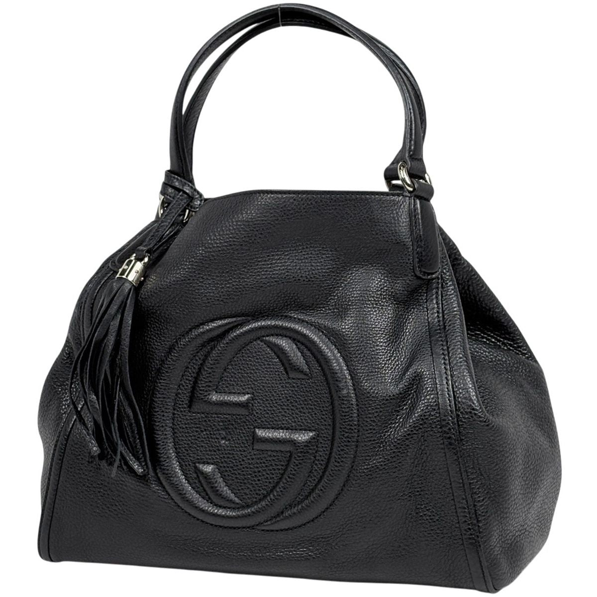 Gucci Soho Tote Fringe Interlocking Leather Black