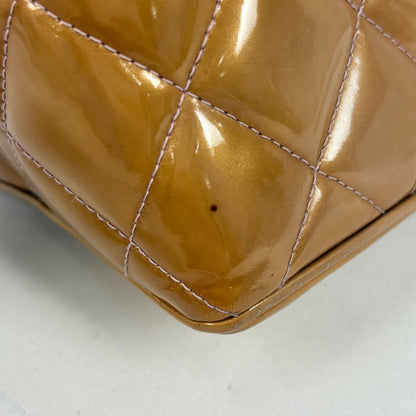 Chanel Medallion Tote Handbag CC Logo Patent Leather Brown Purple — view 4
