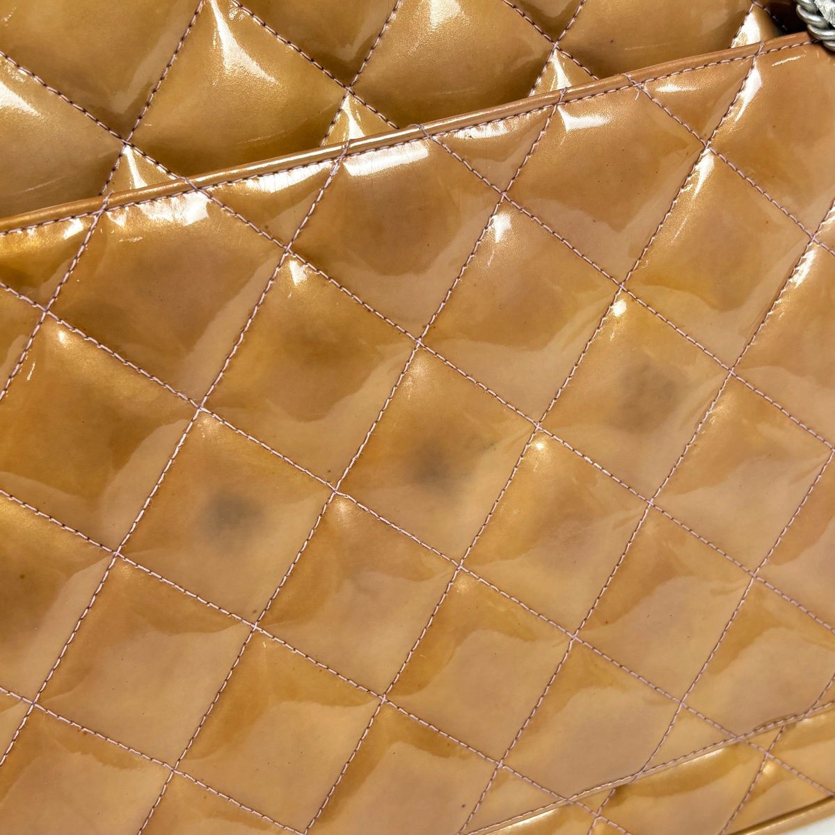 Chanel Medallion Tote Handbag CC Logo Patent Leather Brown Purple — view 5