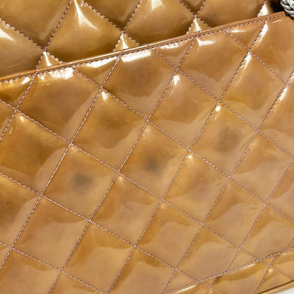 Chanel Medallion Tote Handbag CC Logo Patent Leather Brown Purple — view 5