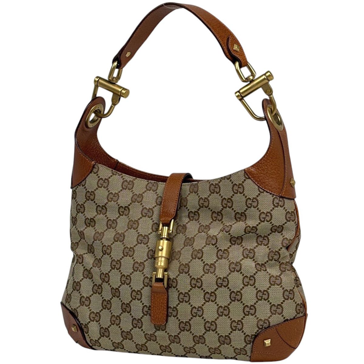 Gucci New Jackie Line Shoulder Bag GG Pattern Canvas Brown
