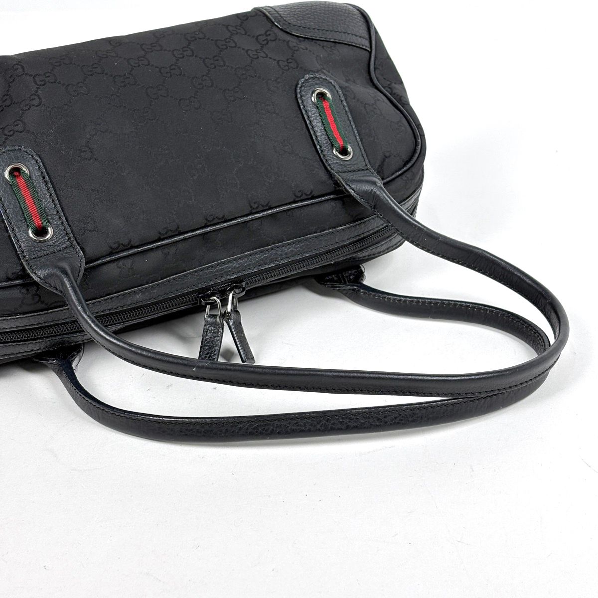 Gucci GG Pattern Shoulder Bag Sherry Line Web Nylon Black — view 8