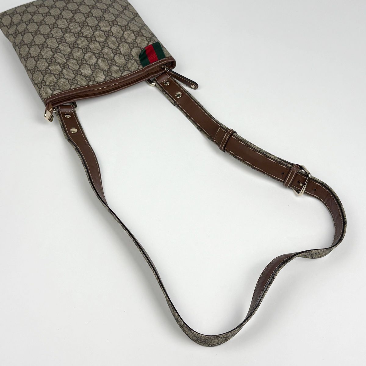 Gucci GG Pattern Shoulder Bag Sherry Line Web Beige Brown — view 8