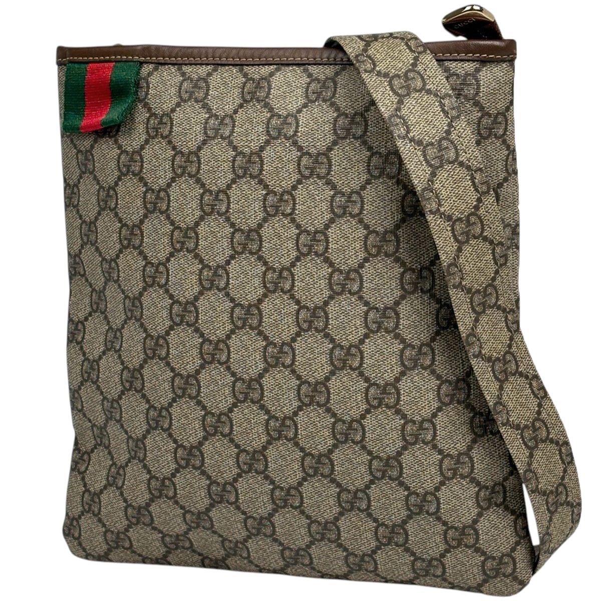 Gucci GG Pattern Shoulder Bag Sherry Line Web Beige Brown