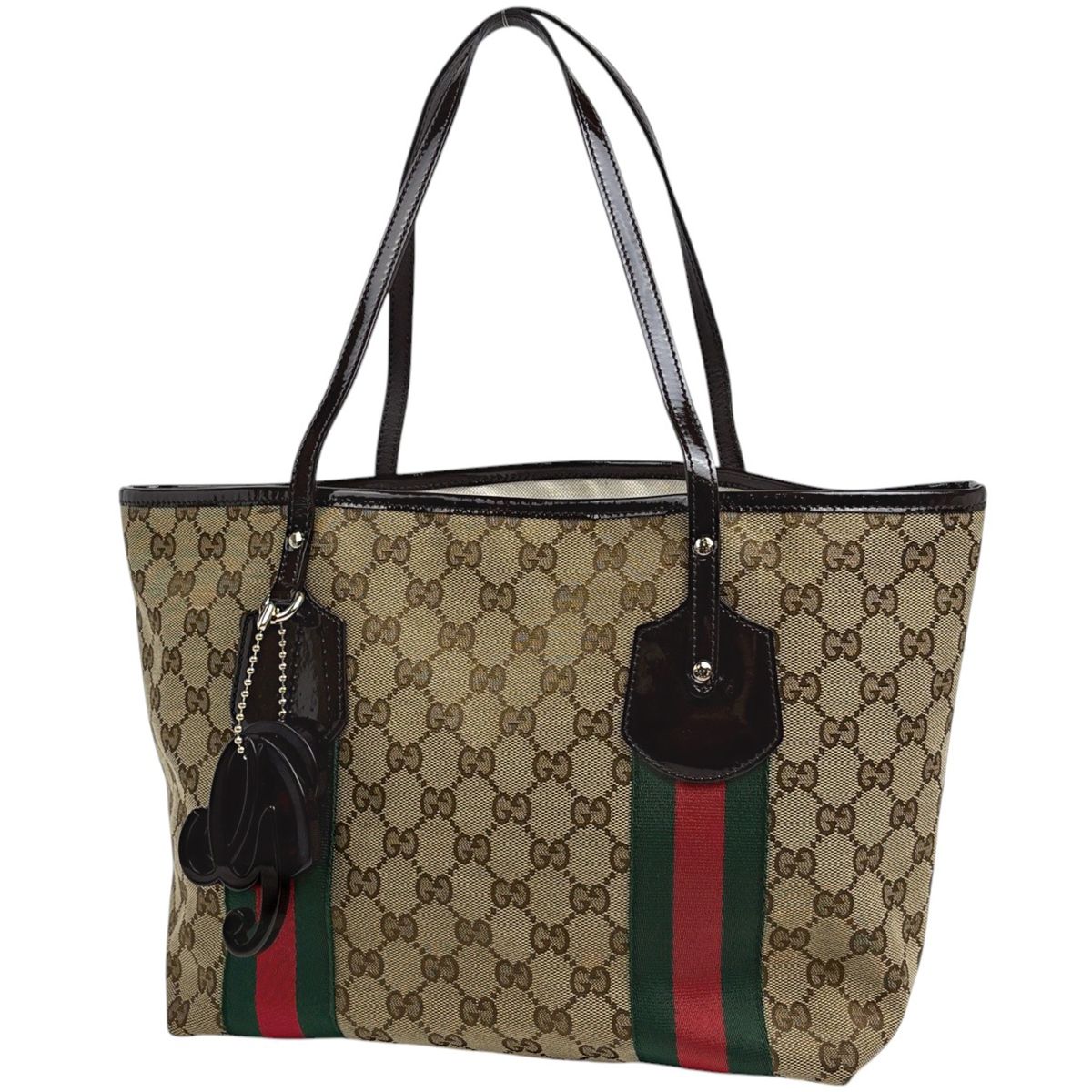 Gucci GG Pattern Tote Joli Sherry Line Web Canvas Beige Brown
