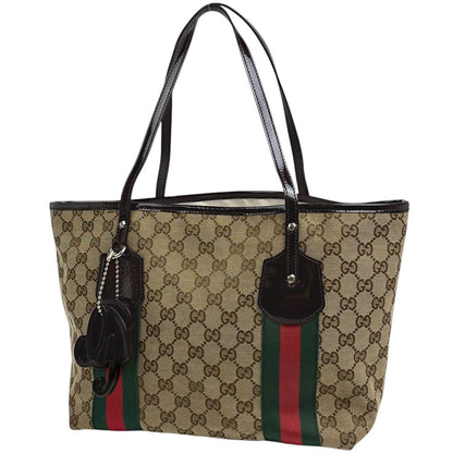 Gucci GG Pattern Tote Joli Sherry Line Web Canvas Beige Brown