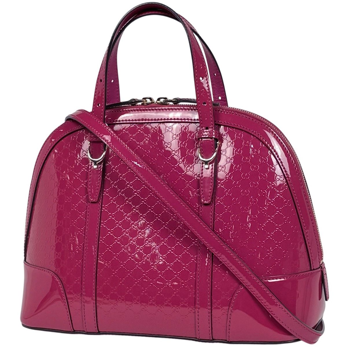 Gucci Micro Guccissima Handbag 2-Way GG Pattern Patent Leather Pink