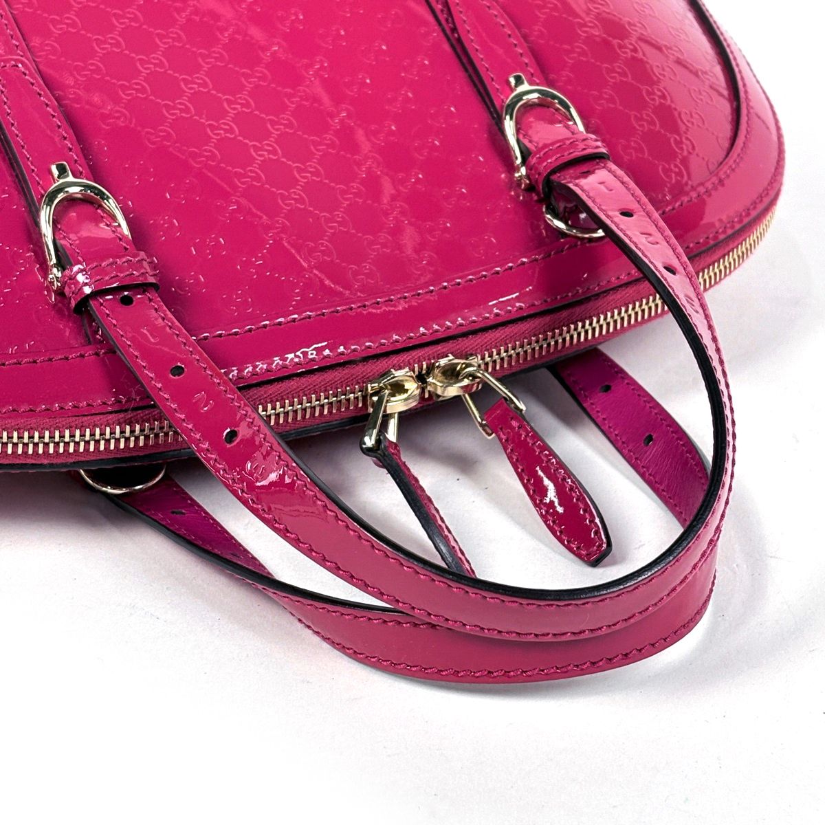 Gucci Micro Guccissima Handbag 2-Way GG Pattern Patent Leather Pink — view 6