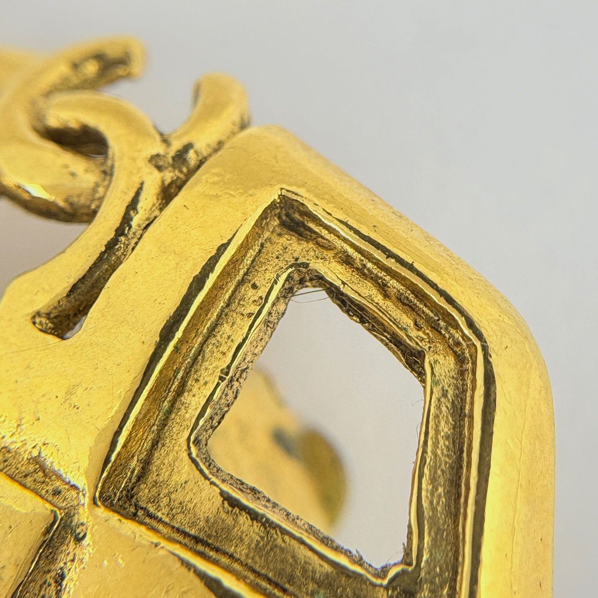 Chanel CC Logo Earrings Gripoix Gold Plated Red — view 4