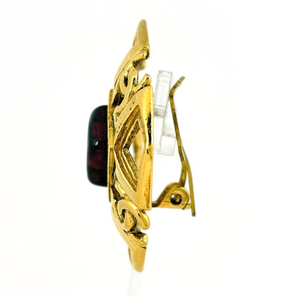 Chanel CC Logo Earrings Gripoix Gold Plated Red — view 2
