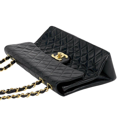 Chanel Big Quilted Single Flap Chain Shoulder Bag CC Logo Leather Black — view 3