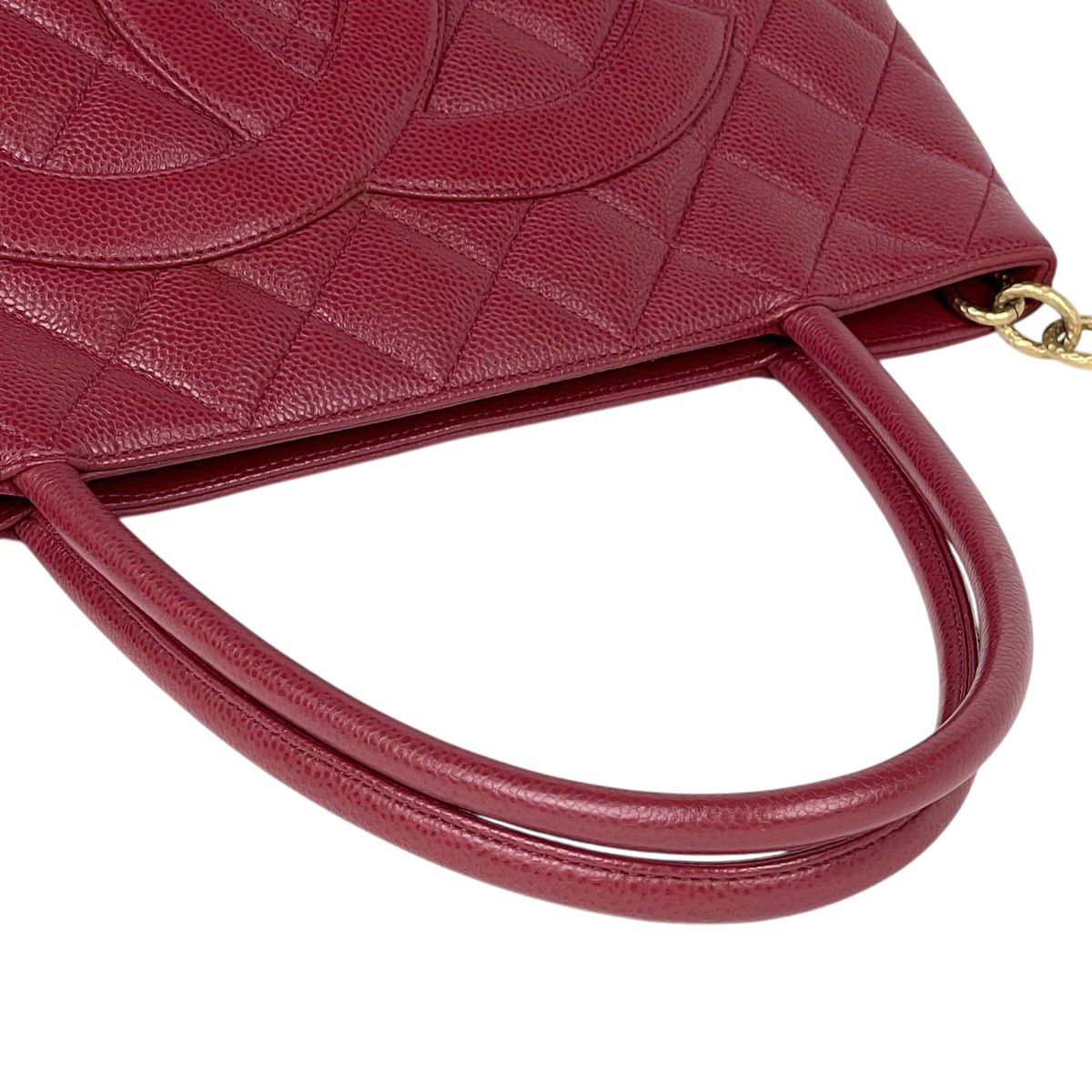 Chanel Medallion Tote Handbag CC Logo Caviar Leather Bordeaux — view 5