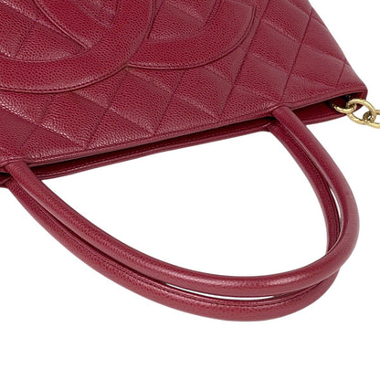 Chanel Medallion Tote Handbag CC Logo Caviar Leather Bordeaux — view 5