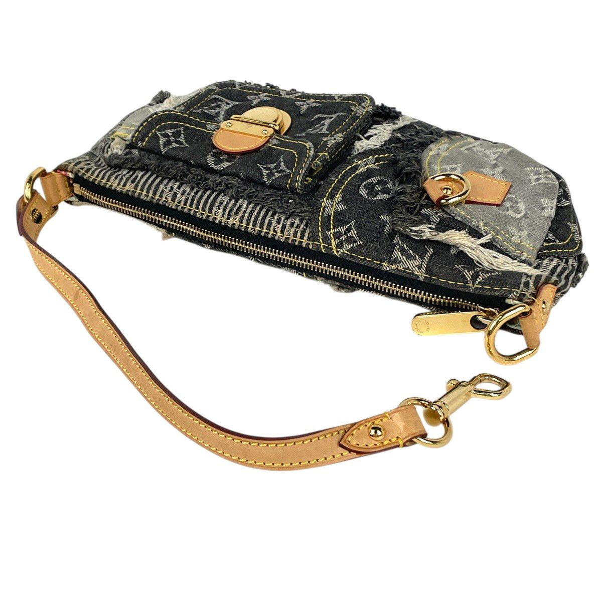 Louis Vuitton Pouch Monogram Denim Patchwork Shoulder Bag Black Gray — view 8