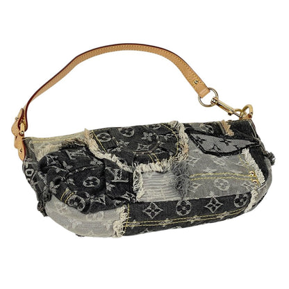 Louis Vuitton Pouch Monogram Denim Patchwork Shoulder Bag Black Gray — view 2