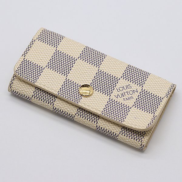 Louis Vuitton Damier Azur Line Key Case Leather Ivory Color Mtm Key Holder