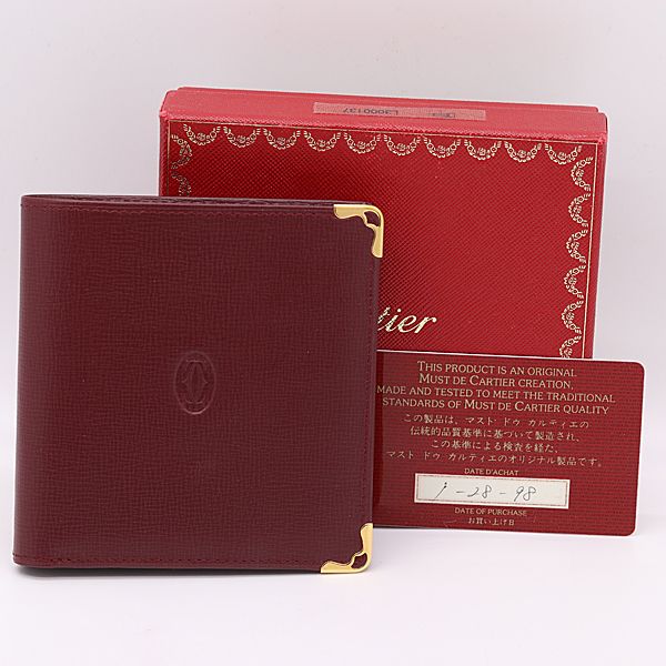 Cartier Folding Wallet Leather Red