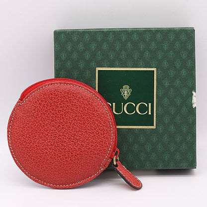 Gucci Coin Case Wallet Leather Red Purple