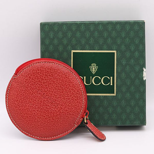 Gucci Coin Case Wallet Leather Red Purple