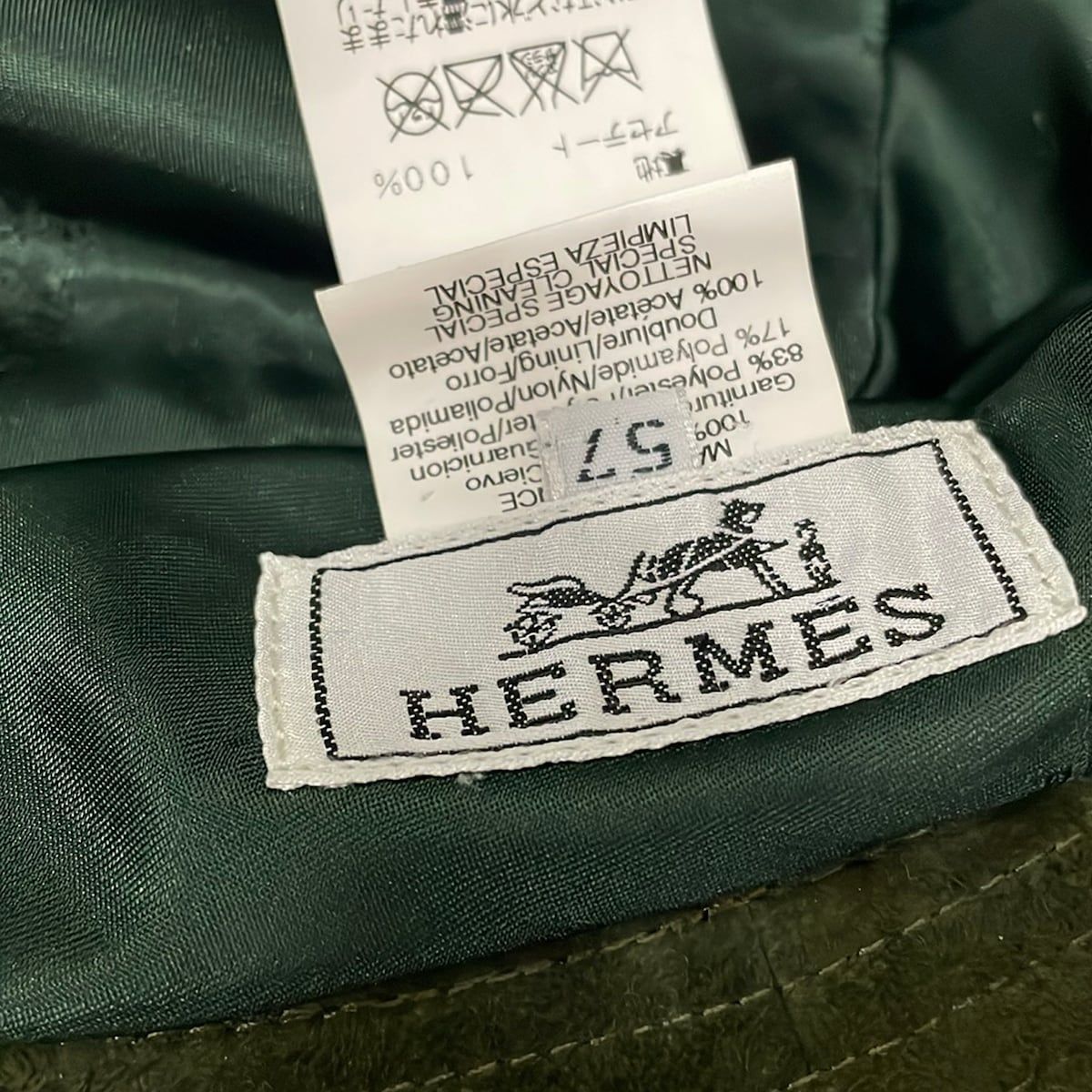 Hermes Hat 57 Khaki Drape — view 5