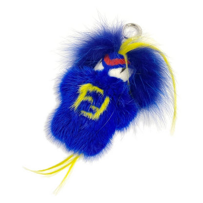 Fendi Key Holder Bag Bugs Blue Yellow Multi Rumi Fur Mink