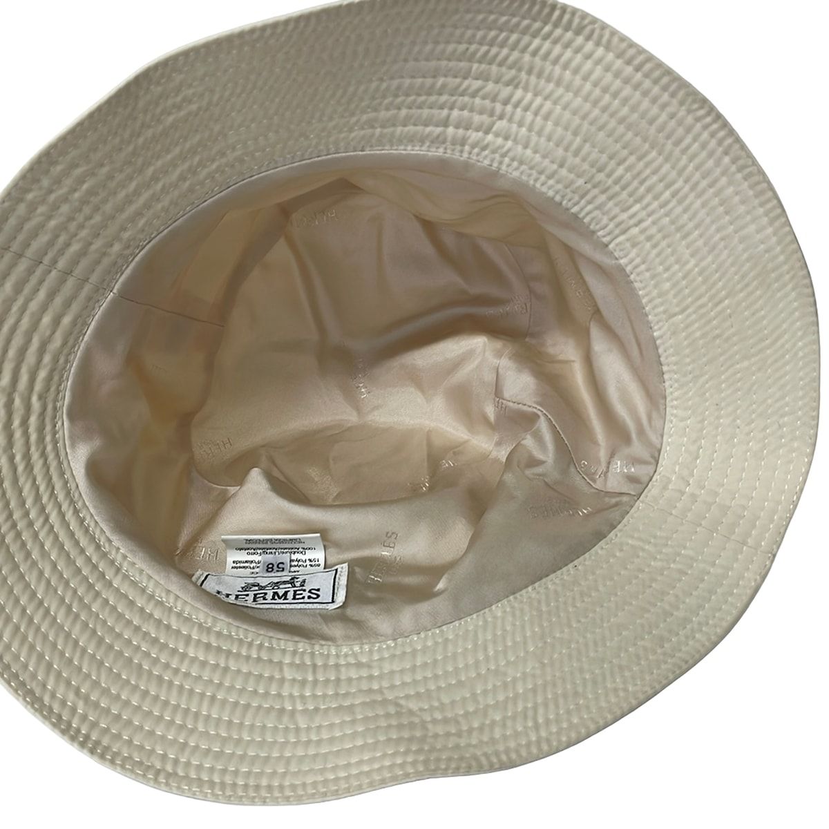Hermes Hat 58 Ivoryh Logo Embroidery Bucket — view 4