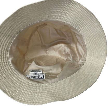 Hermes Hat 58 Ivoryh Logo Embroidery Bucket — view 4