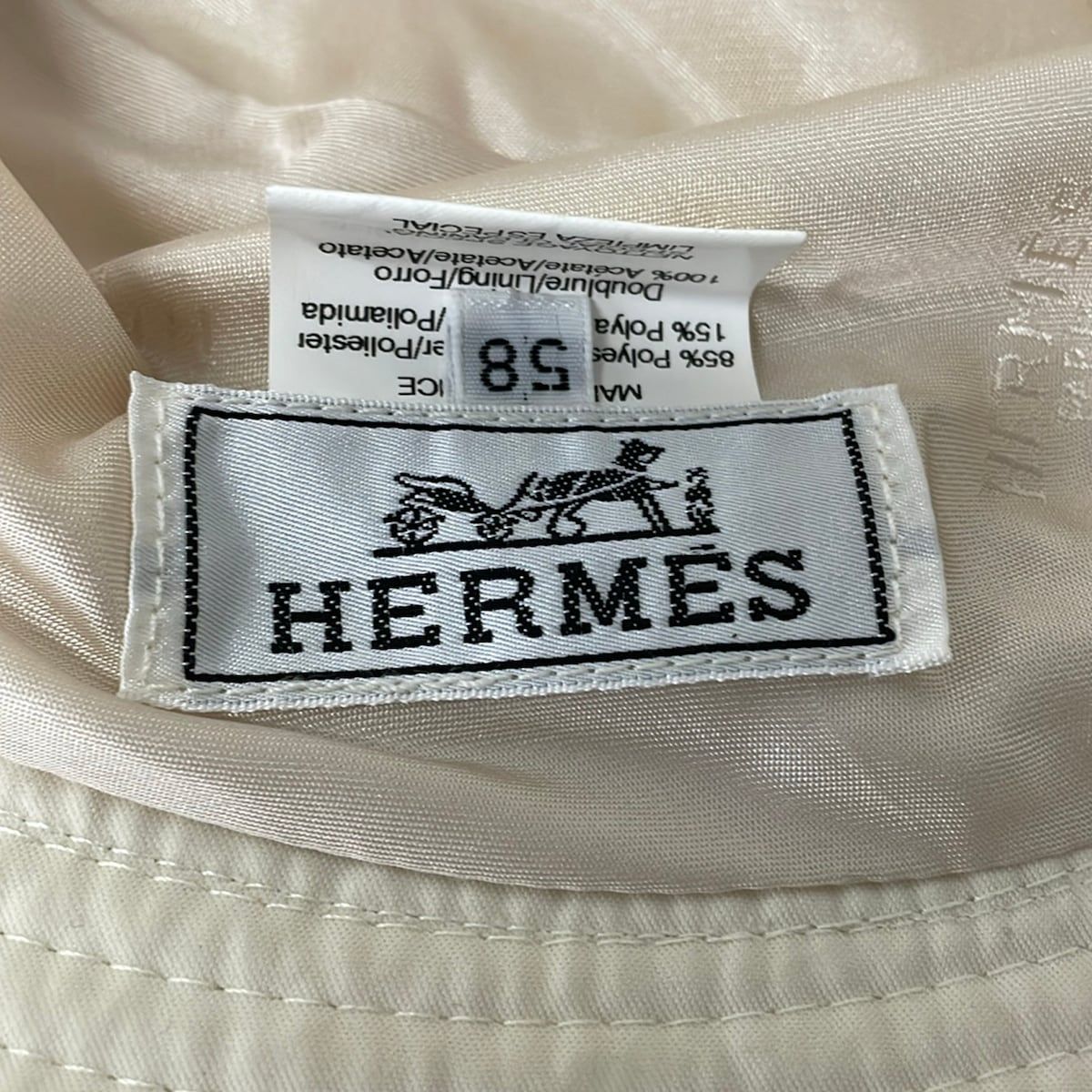 Hermes Hat 58 Ivoryh Logo Embroidery Bucket — view 5
