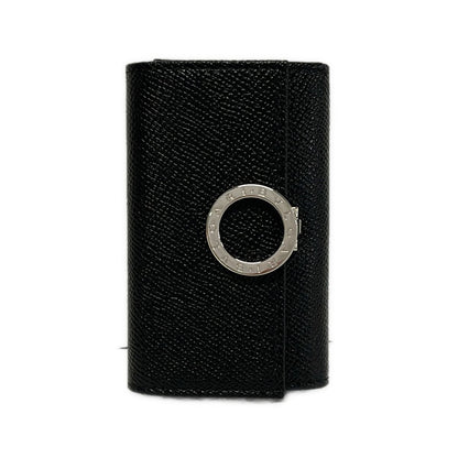Bvlgari Key Case Black Silver Leather Key Holder