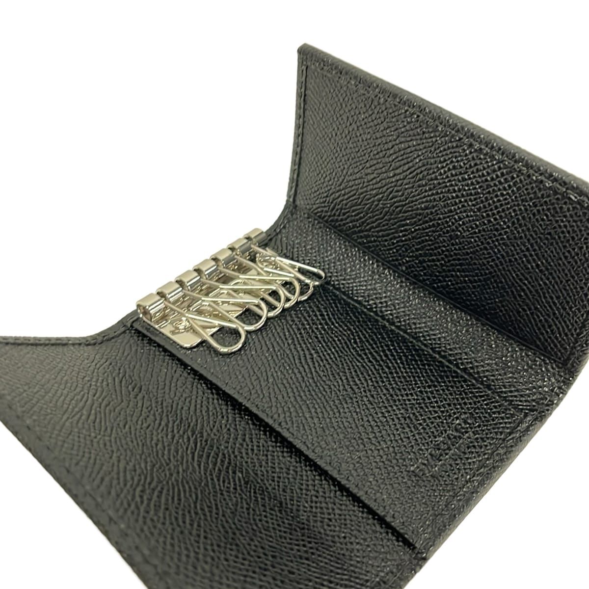 Bvlgari Key Case Black Silver Leather Key Holder — view 3