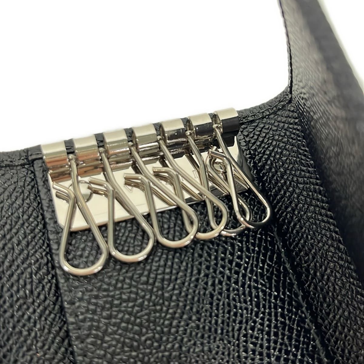 Bvlgari Key Case Black Silver Leather Key Holder — view 4