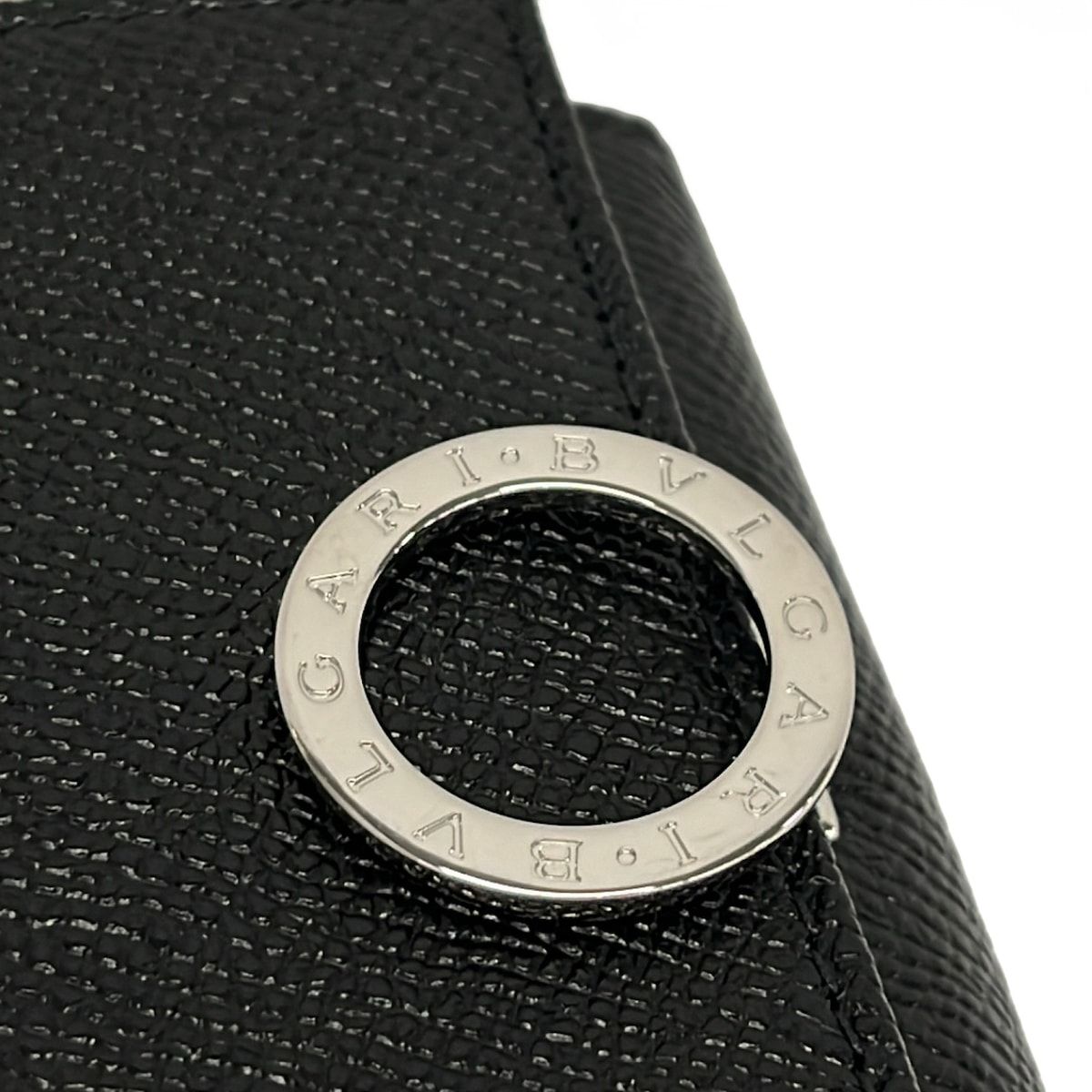 Bvlgari Key Case Black Silver Leather Key Holder — view 6