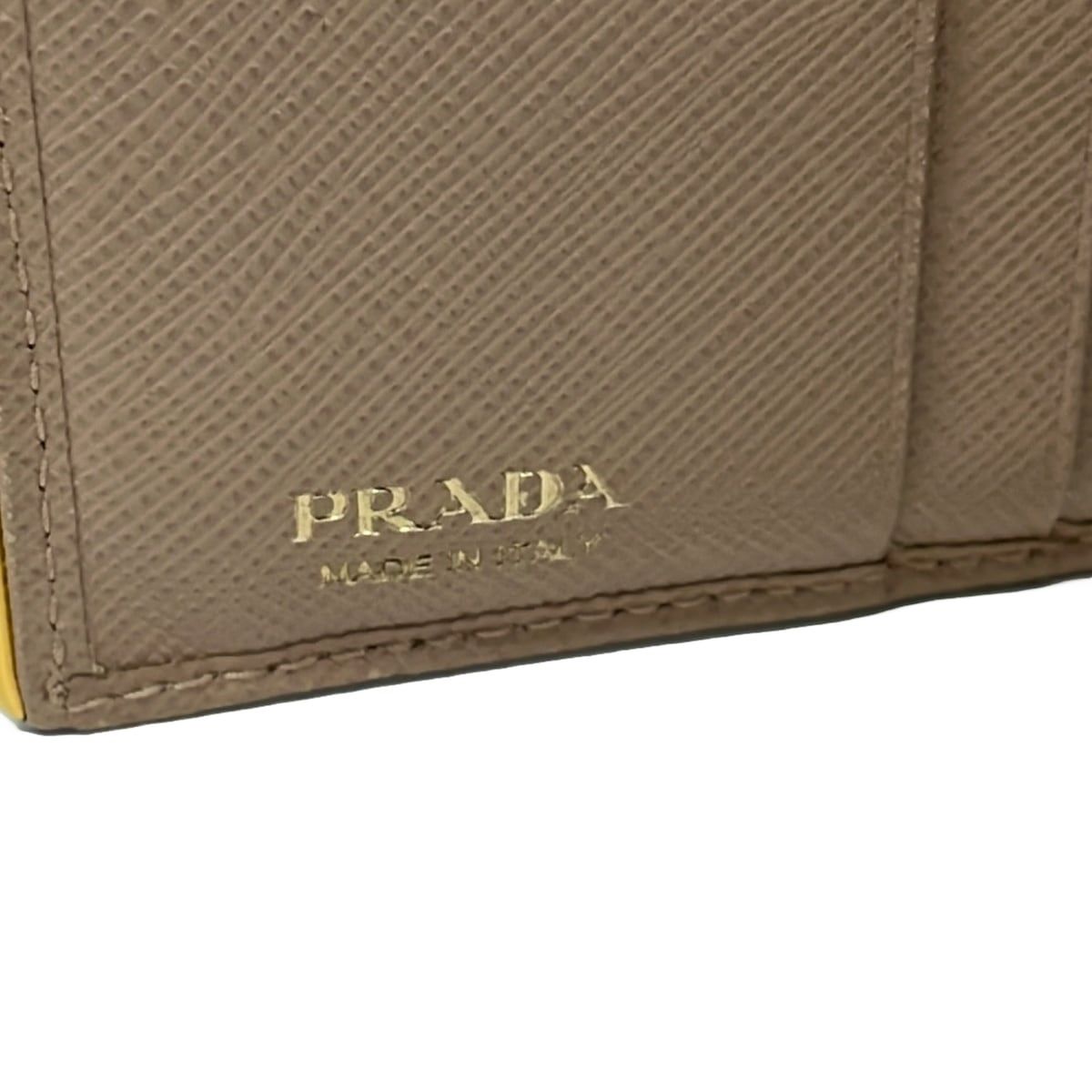 Prada Bifold Wallet Beige Leather — view 6