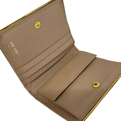 Prada Bifold Wallet Beige Leather — view 3