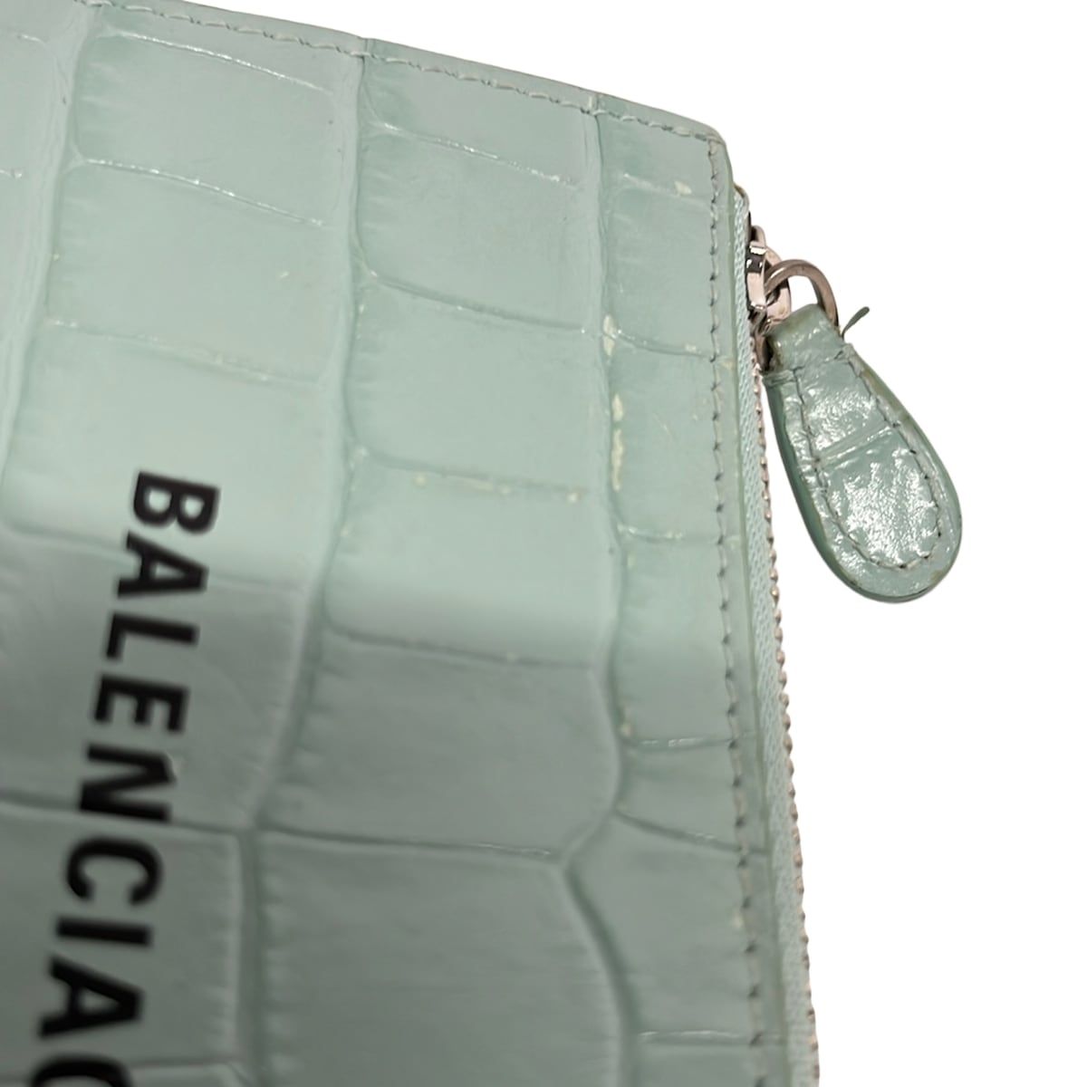 Balenciaga Coin Case Light Blue Embossed Card Leather — view 5