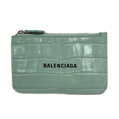 Balenciaga Coin Case Light Blue Embossed Card Leather
