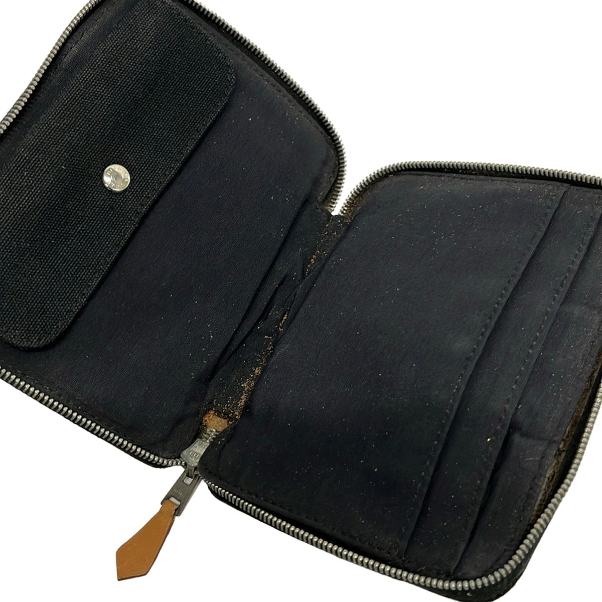 Hermes Bifold Wallet Fourre Tout Purse PM Black Gray Zip Around — view 3