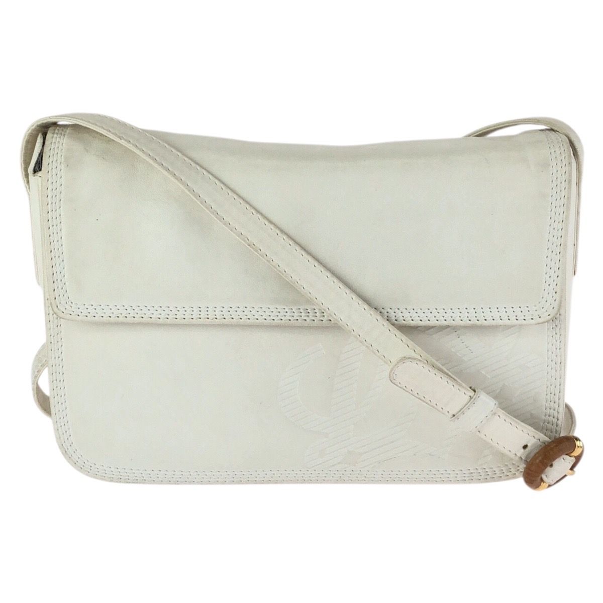 Loewe Anagram White Off Gold Leather Shoulder Bag Pochette