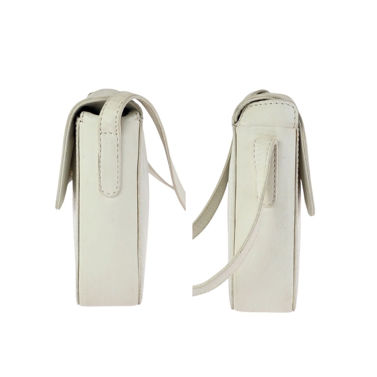 Loewe Anagram White Off Gold Leather Shoulder Bag Pochette — view 8