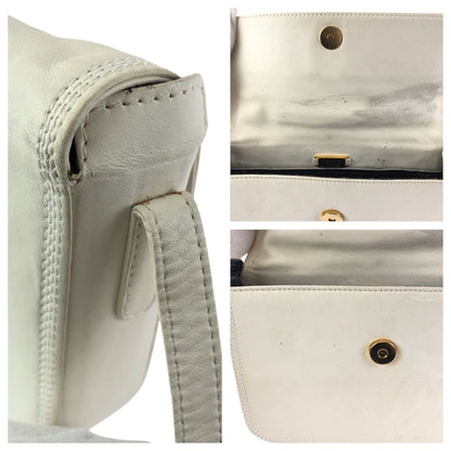 Loewe Anagram White Off Gold Leather Shoulder Bag Pochette — view 6