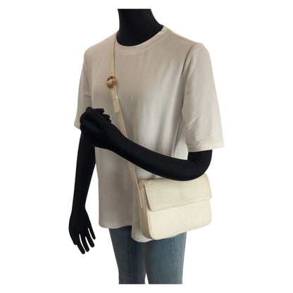 Loewe Anagram White Off Gold Leather Shoulder Bag Pochette — view 7