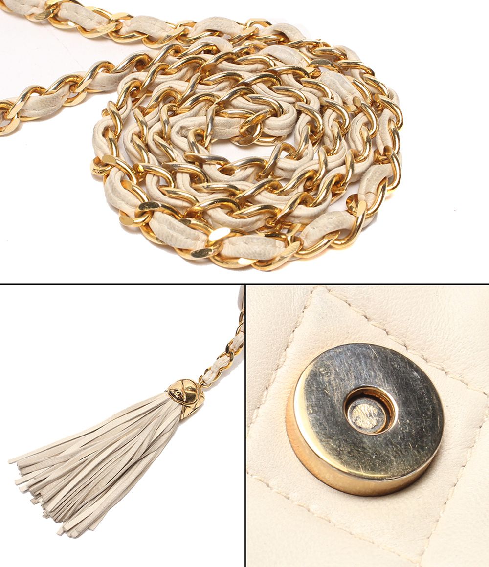 Chanel Chain Shoulder Bag Vanity Case Gold Quilted Single Lambskin — view 9