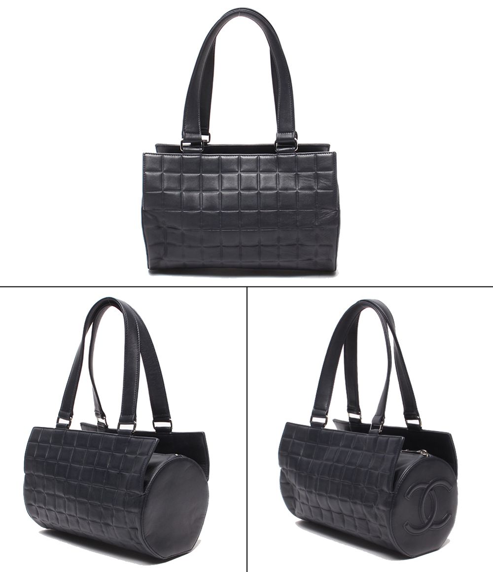 Chanel Tote Silver Choco Bar Lambskin — view 2