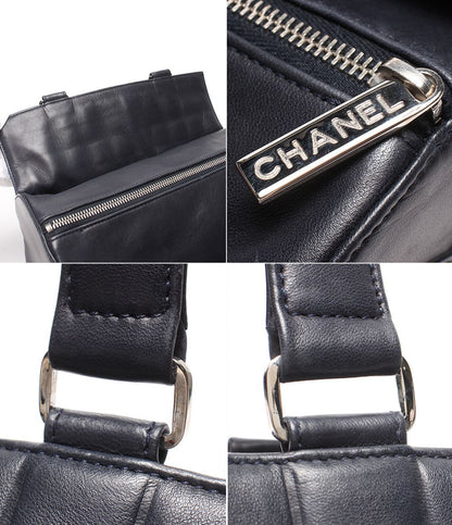 Chanel Tote Silver Choco Bar Lambskin — view 9