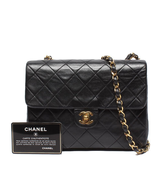 Chanel Chain Shoulder Bag Gold Quilted 20 Single Flap