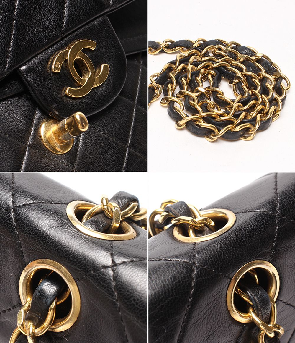 Chanel Chain Shoulder Bag Crossbody Quilted 25 Gold Double Flap Lambskin — view 7