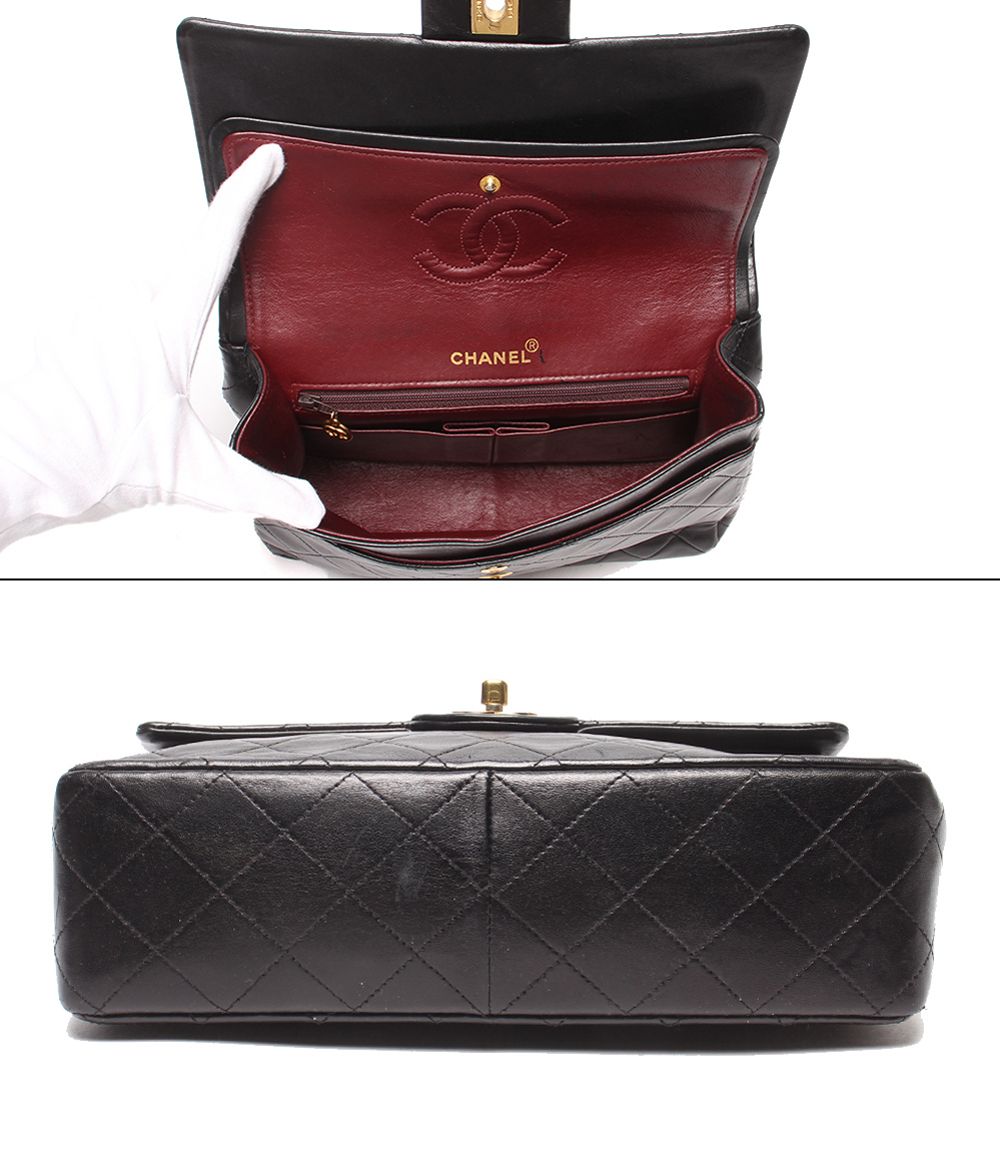 Chanel Chain Shoulder Bag Crossbody Quilted 25 Gold Double Flap Lambskin — view 3